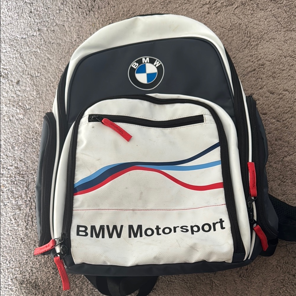 BMW Black and White Backpack with Motorsport Design